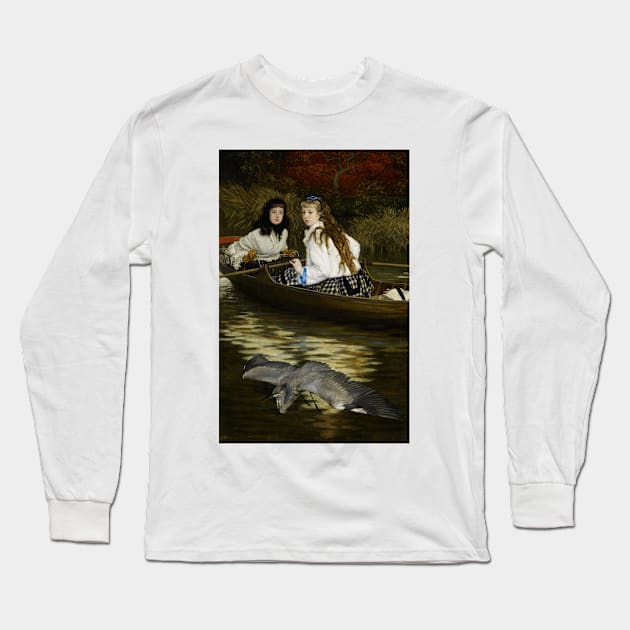 On the Thames, A Heron by James Tissot Long Sleeve T-Shirt by Classic Art Stall